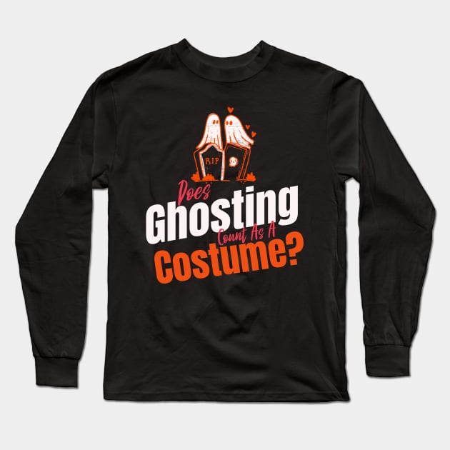 “Does Ghosting Count As A Costume?” Awkward Ghosts In A Graveyard Long Sleeve T-Shirt by Tickle Shark Designs